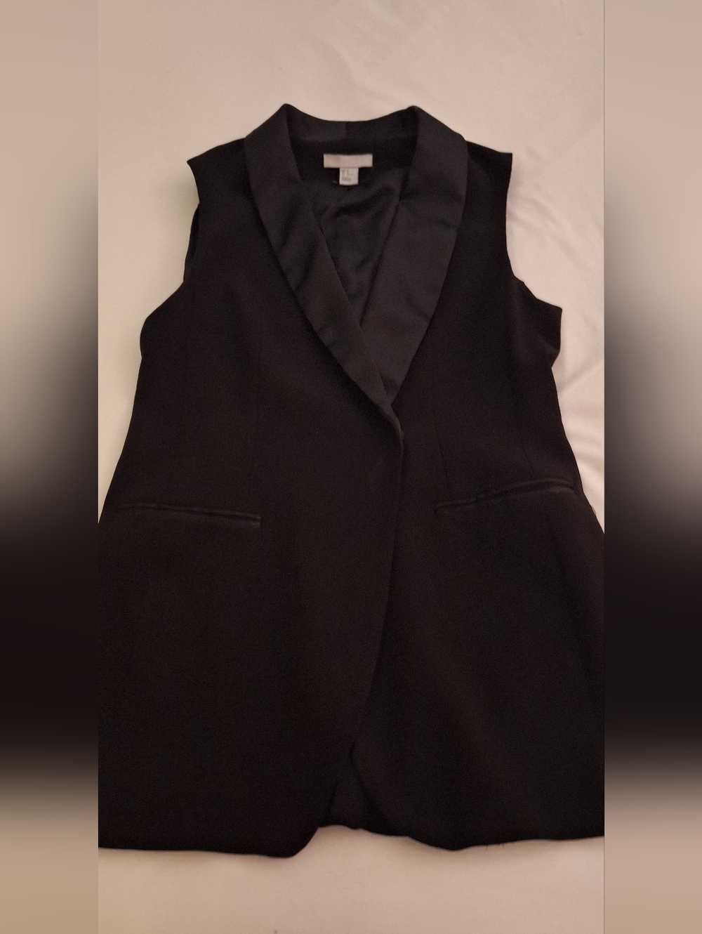 H&M Black Sleeveless Blazer Vest with Satin Trim [1 DAY SALE💲]